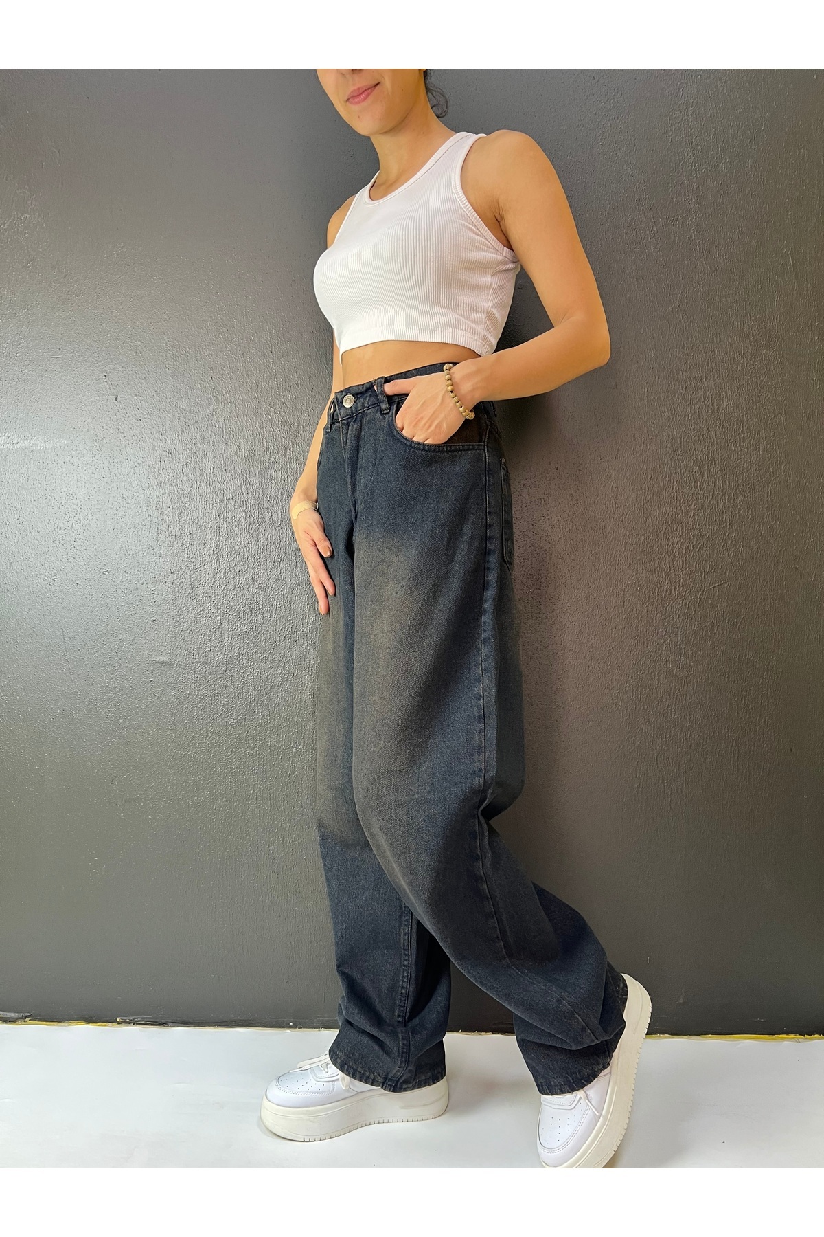 St.Poll KAHVE ESKİTME VİNTAGE YIKAMA UNİSEX BAGGY JEANS PANTOLON görsel 7
