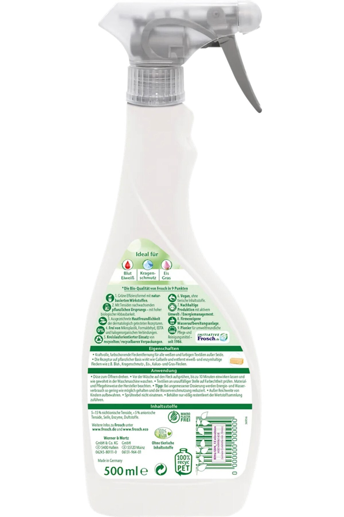 Frosch Safra Sabunu Etkili Leke Çıkarıcı & Ön Yıkama Spreyi 500 ml x 2 Adet, Bebek Çamaşırına Uygun fotoğrafı 3 (önizleme)