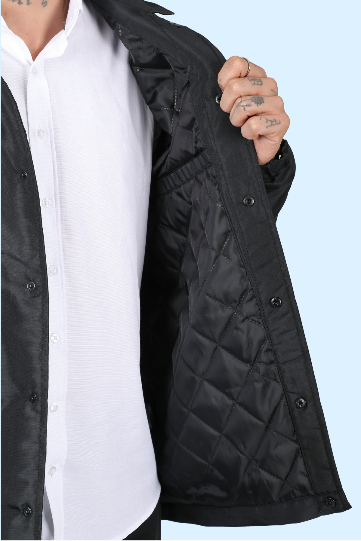 Hamera  Su Ve Rüzgar Geçirmez Siyah Erkek Ceket Mont - Görsel 7