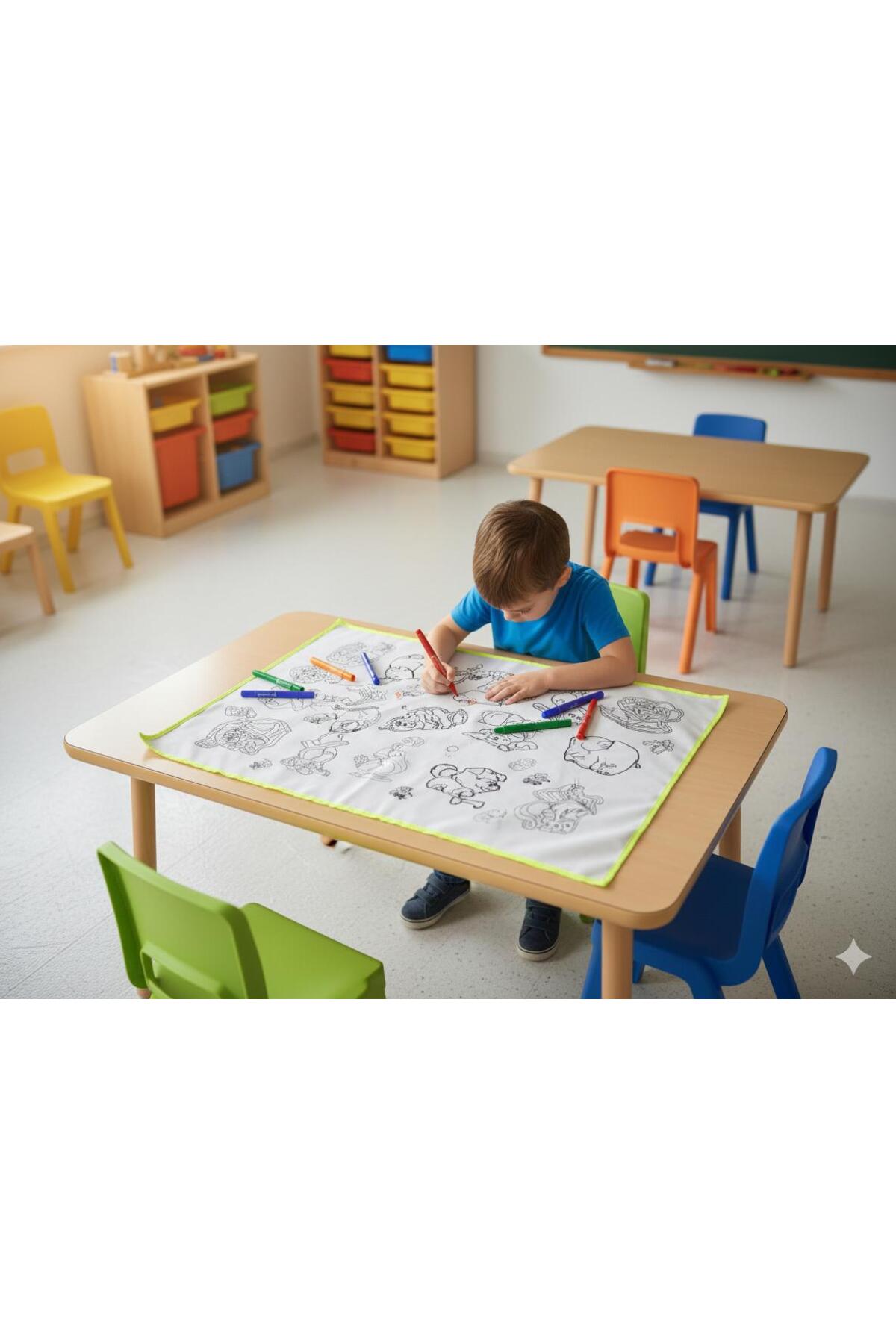 Esrabutik Eğitici Boyanabilir Su geçirmez yıkanabilir Çocuklar için Eğlence Matı 75X50 Boya Kalem Seti Hediye fotoğrafı 2 (önizleme)