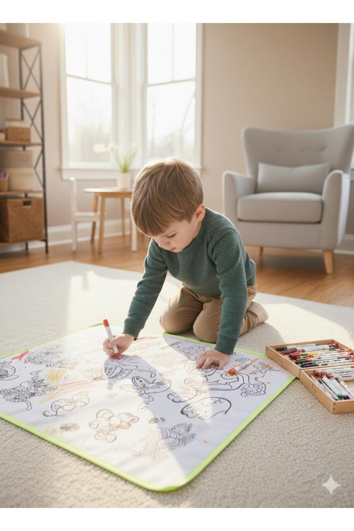 Esrabutik Eğitici Boyanabilir Su geçirmez yıkanabilir Çocuklar için Eğlence Matı 75X50 Boya Kalem Seti Hediye fotoğrafı 7 (önizleme)