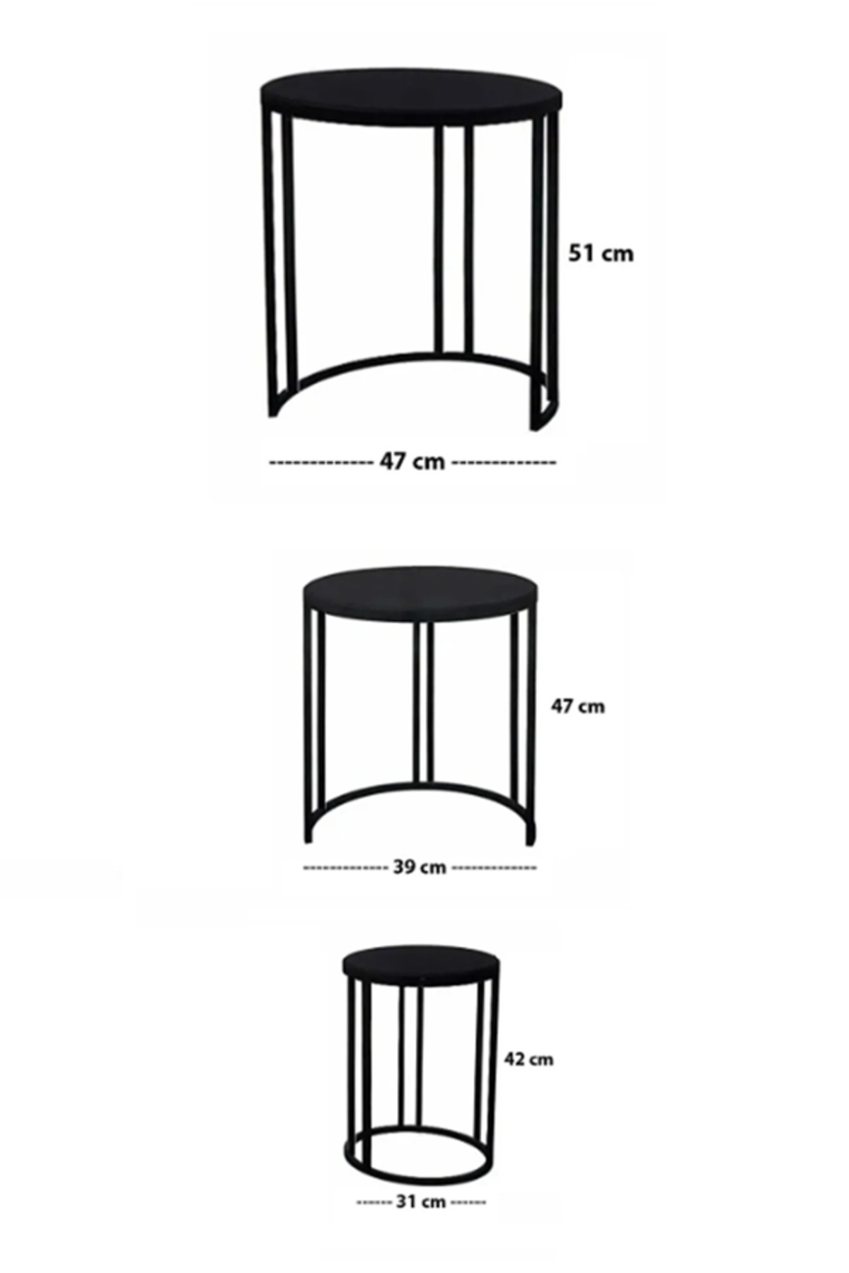 3' LÜ BEYAZ AHŞAP NİKEL (GÜMÜŞ) AYAK LENKA METAL SEHPA