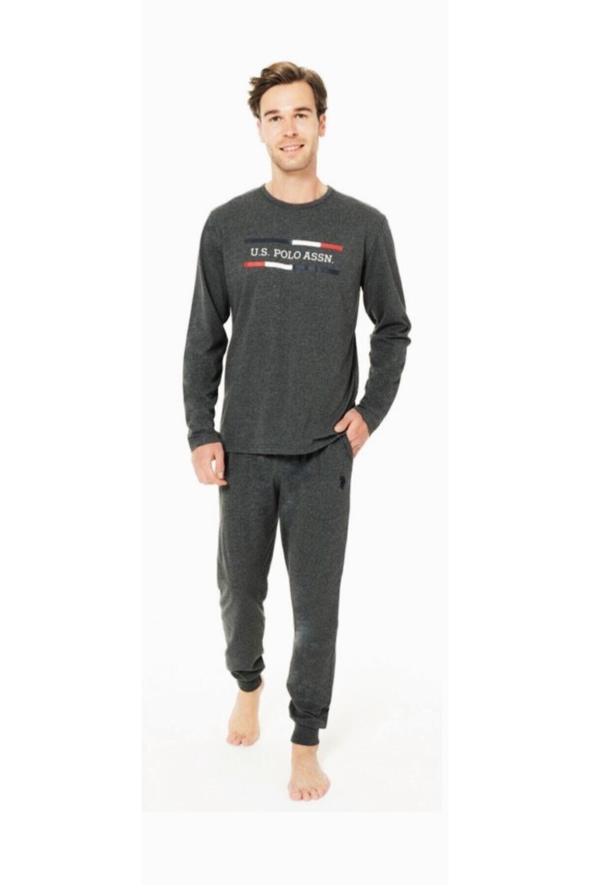 یو اس پولو ست لباس خواب آستین بلند زمستانی مردانه ۱۸۹۵۱-ANTHRACITE-XL