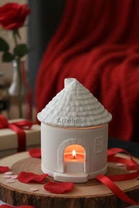 Arteliss Bacalı Mum Evi | Dekoratif Tasarım Tealight Mumluk Işık Ev | Minimal...