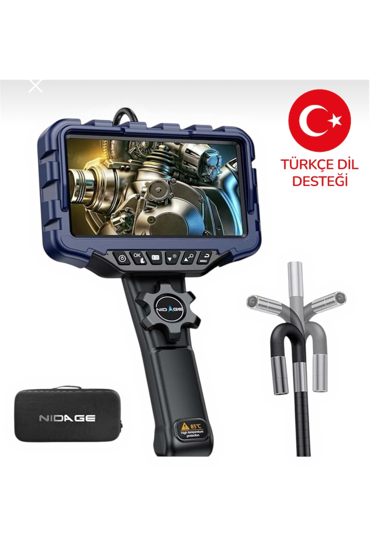 NIDAGE 210 derece 2 yönlü oynar başlıklı endoskop yılan kamera 7inch ekran boyutu, 160cm kablo