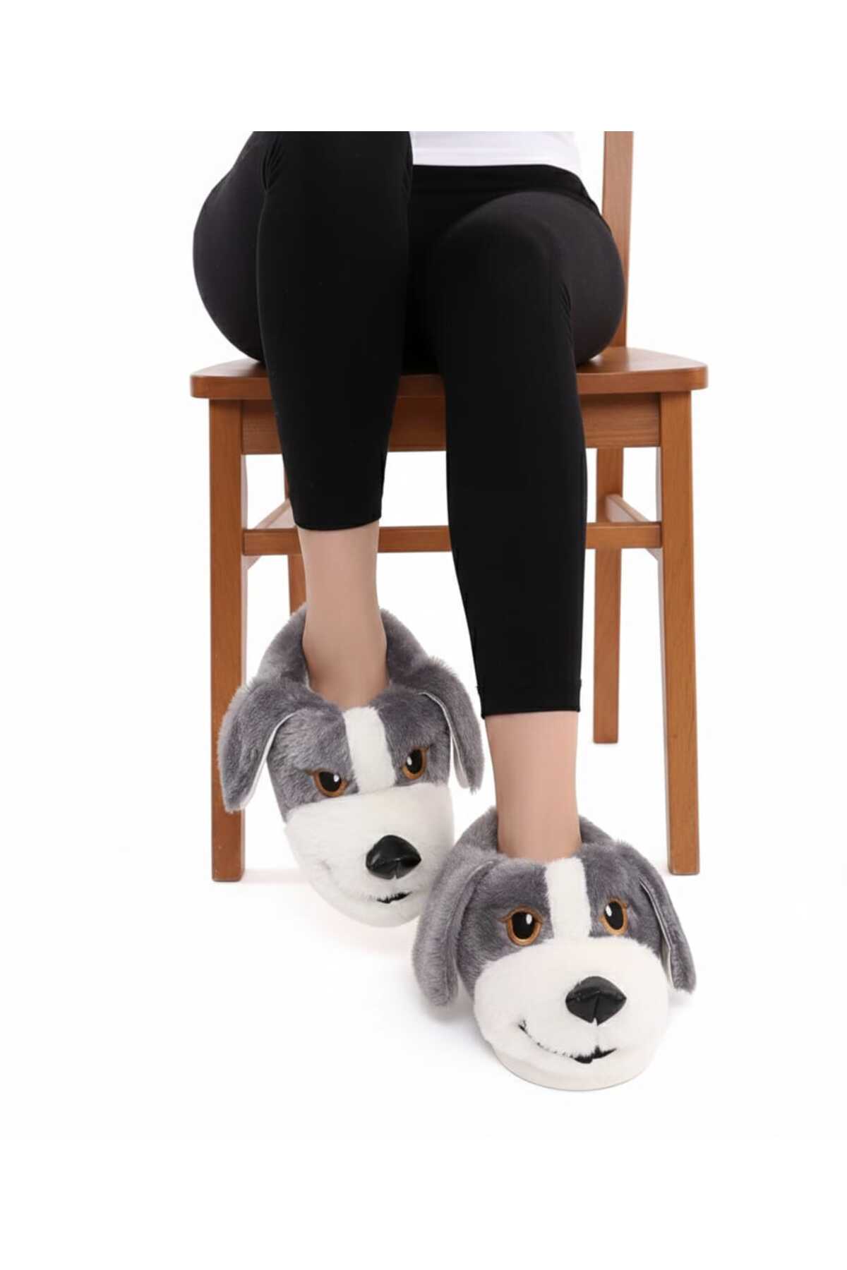 Esra KÖPEKLİ KIŞLIK KADIN ERKEK PANDUF EV AYAKKABISI