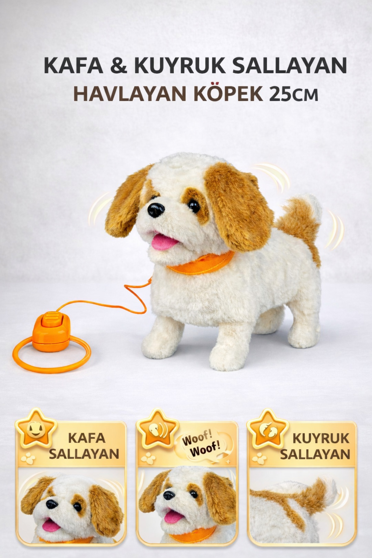 Walking Bow Dog with Plush Collar 25cm Loud Barking Head and Tail Wagging Dog