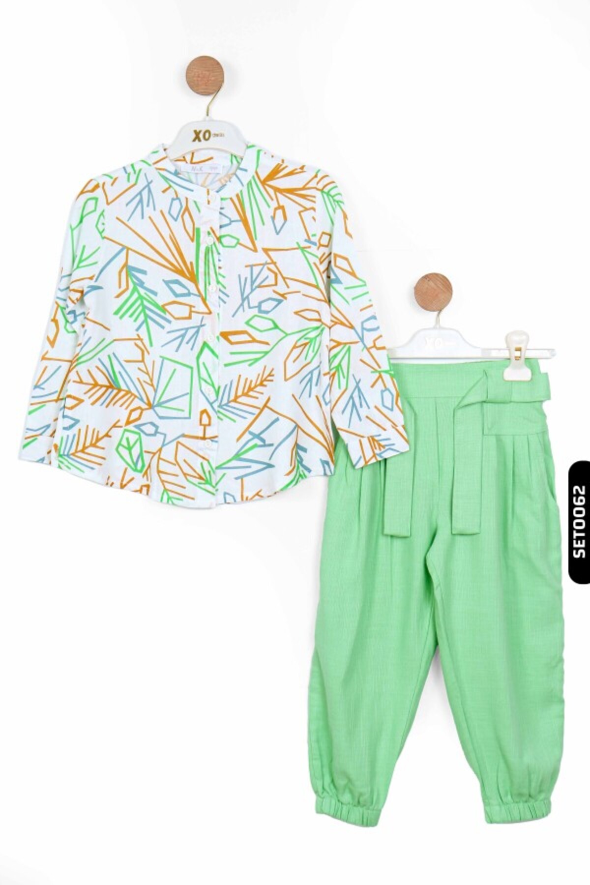 Nk Kids Düğmeli Dik Yakalı Geometrik Desenli Kız Çocuk Gömlek 4-8 Yaş 36509 fotoğrafı 5 (önizleme)