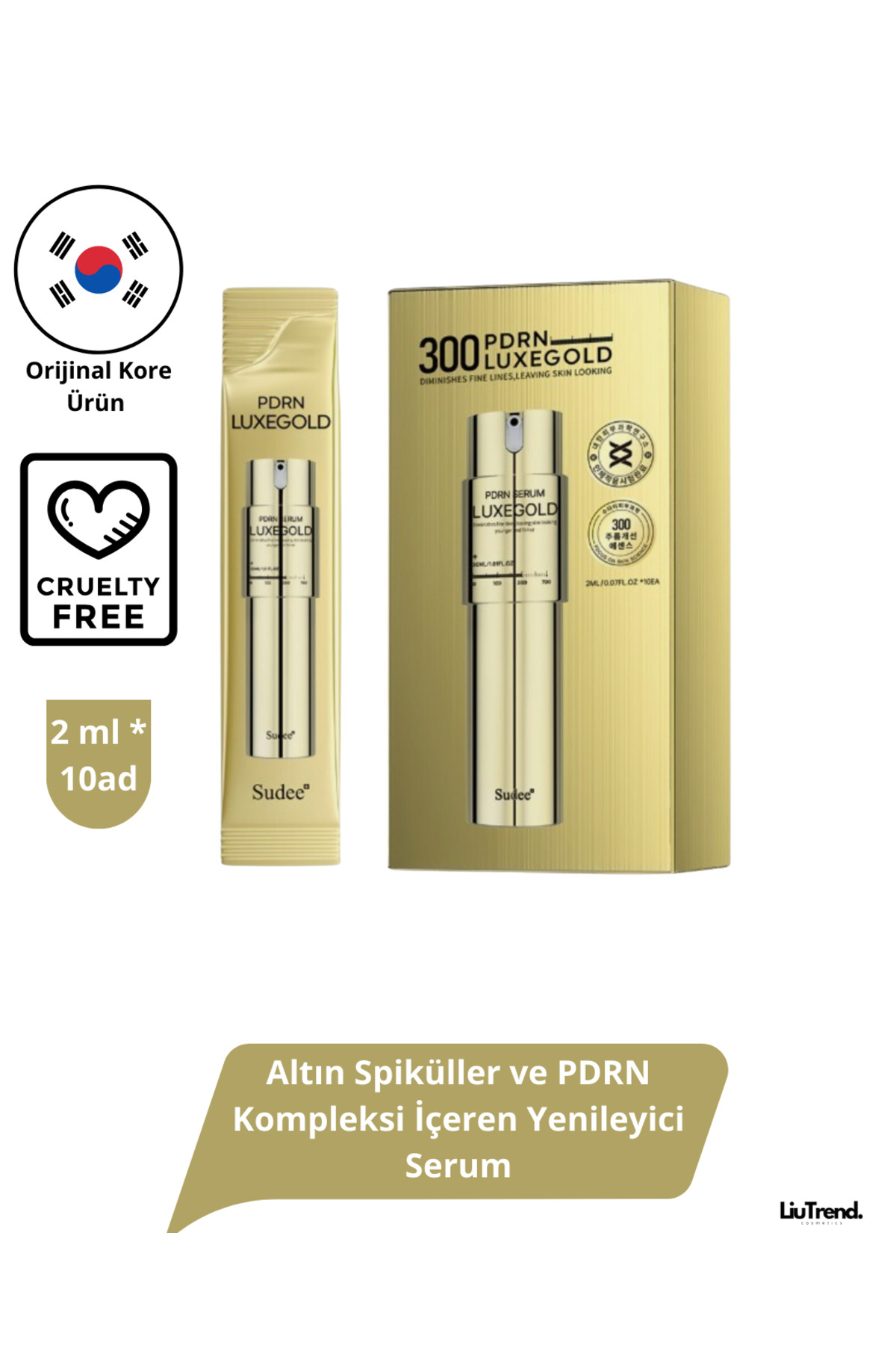 Sudee Luxegold PDRN 300 Renewal Serum (2 ml*10 adet) Altın Spiküller ve PDRN Lifting Serum — SU026