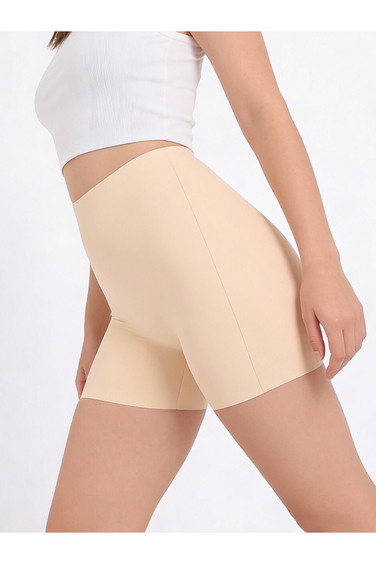 Skin Color Cream Women Laser Cut Wrapper Women Boxer Cream Color