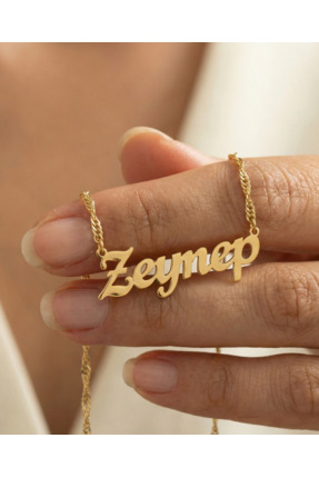 NİŞANTAŞI GÜMÜŞ 925 Ayar Gümüş Altın Kaplama Zeynep İsimli Kolye- Kişiselleşt...