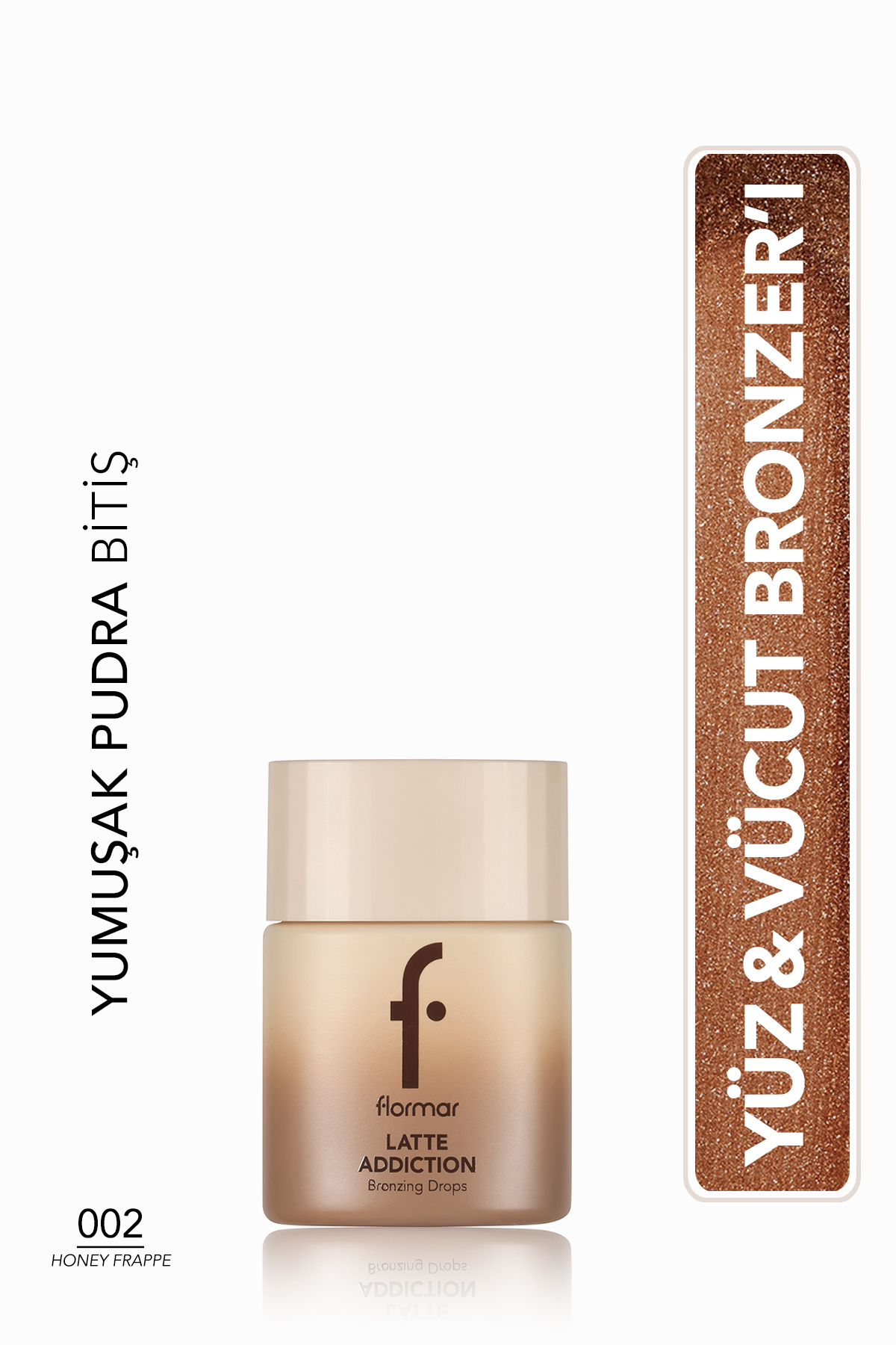 Flormar Latte Nemlendirici Etkili Sıcak Bronz Işıltılı Yüz ve Vücut Bronzer'ı - 002 Honey Frappe — بژ 9737