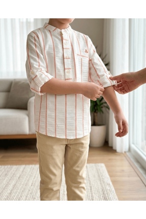 Yollo Kids Erkek Çocuk Pantalon Ve Çizgili Gömlek 5-8 Yaş Bayramlık Takım