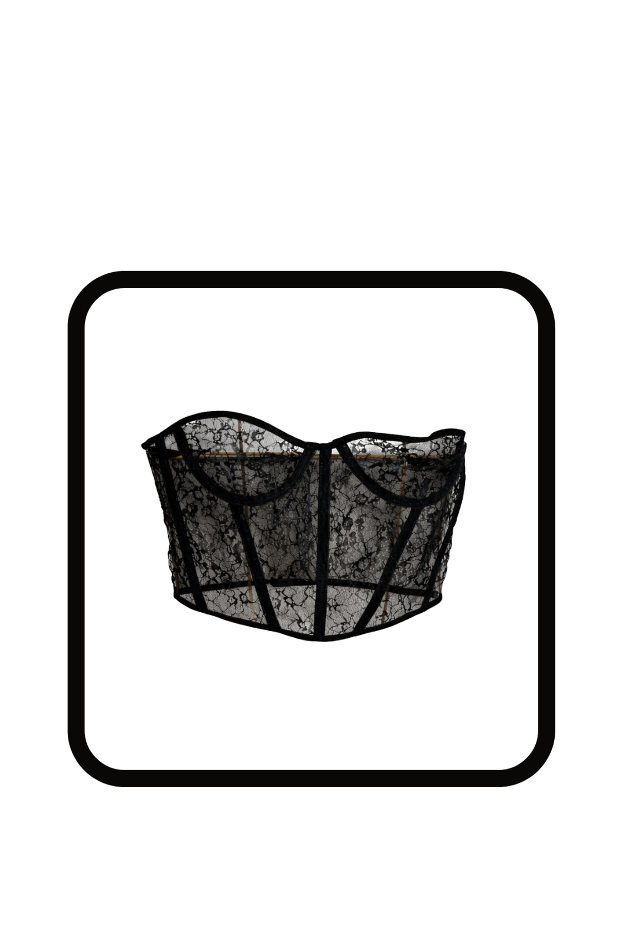 ZARVIA  SİYAH BÜSTİYER DANTELLİ ÇİÇEK DESENLİ