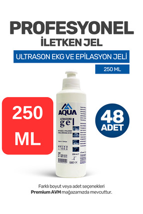 aquamed (48 ADET) Aqua "250 ML" Ultrason EKG ve Epilasyon Jeli – Cilt Dostu, ...