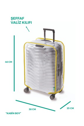 Trink Çanta Şeffaf Valiz Kılıfı Ve Bavul Koruyucu Kılıf Renkli Biye * SARI *