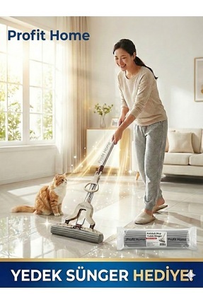Profit Home Kendinden Sıkmalı Kelebek Mop – Sünger Mop Temizlik Seti Yedek Ba...