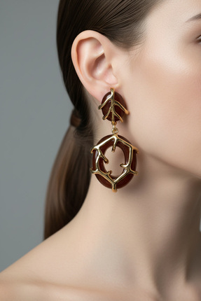 BHR AKSESUAR Altın Kahverengi Sallantılı Küpe (7 cm)