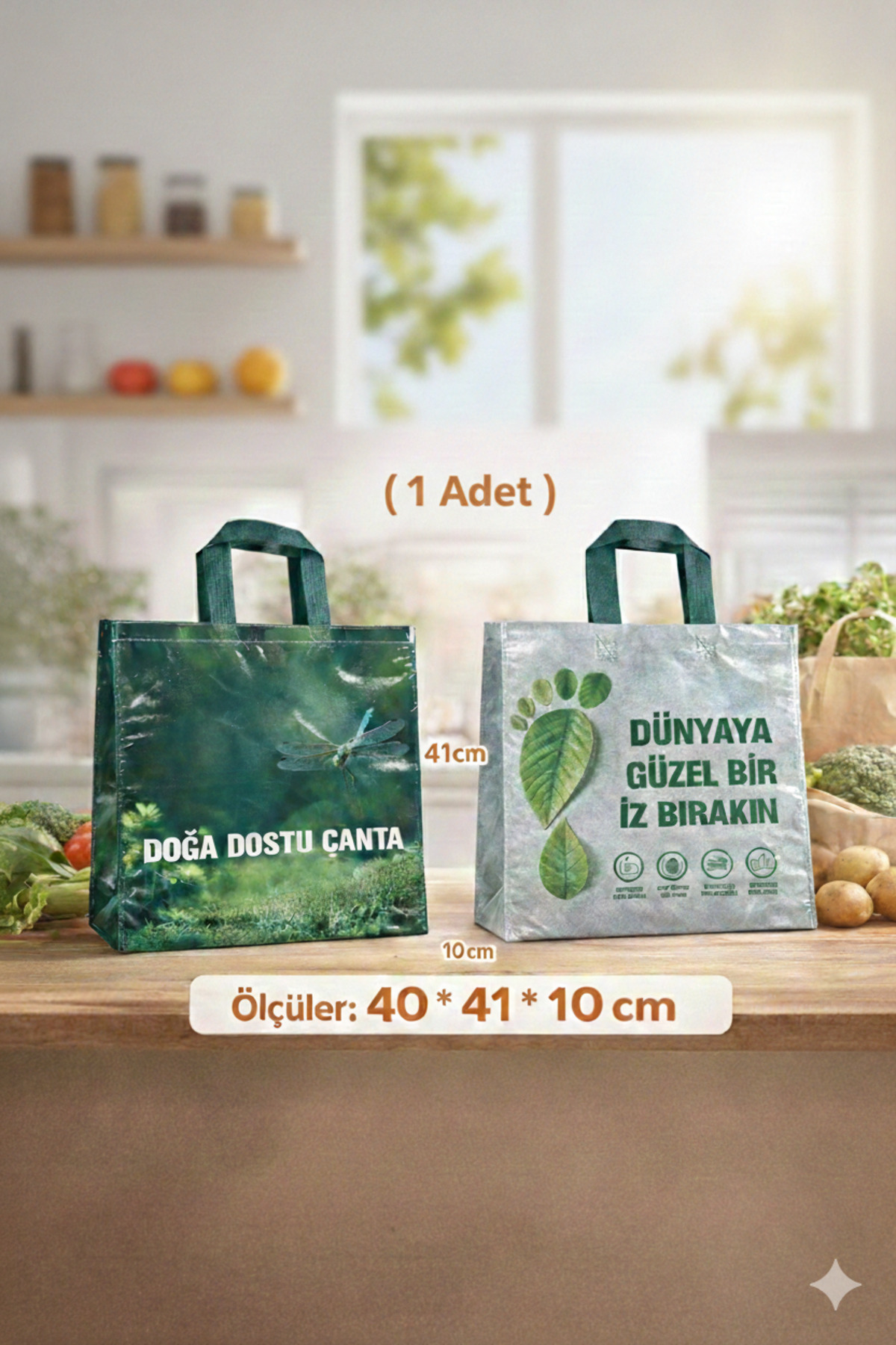 Magic Saver Bag Körüklü Doğa Dostu Yeşil Alışveriş Poşeti
