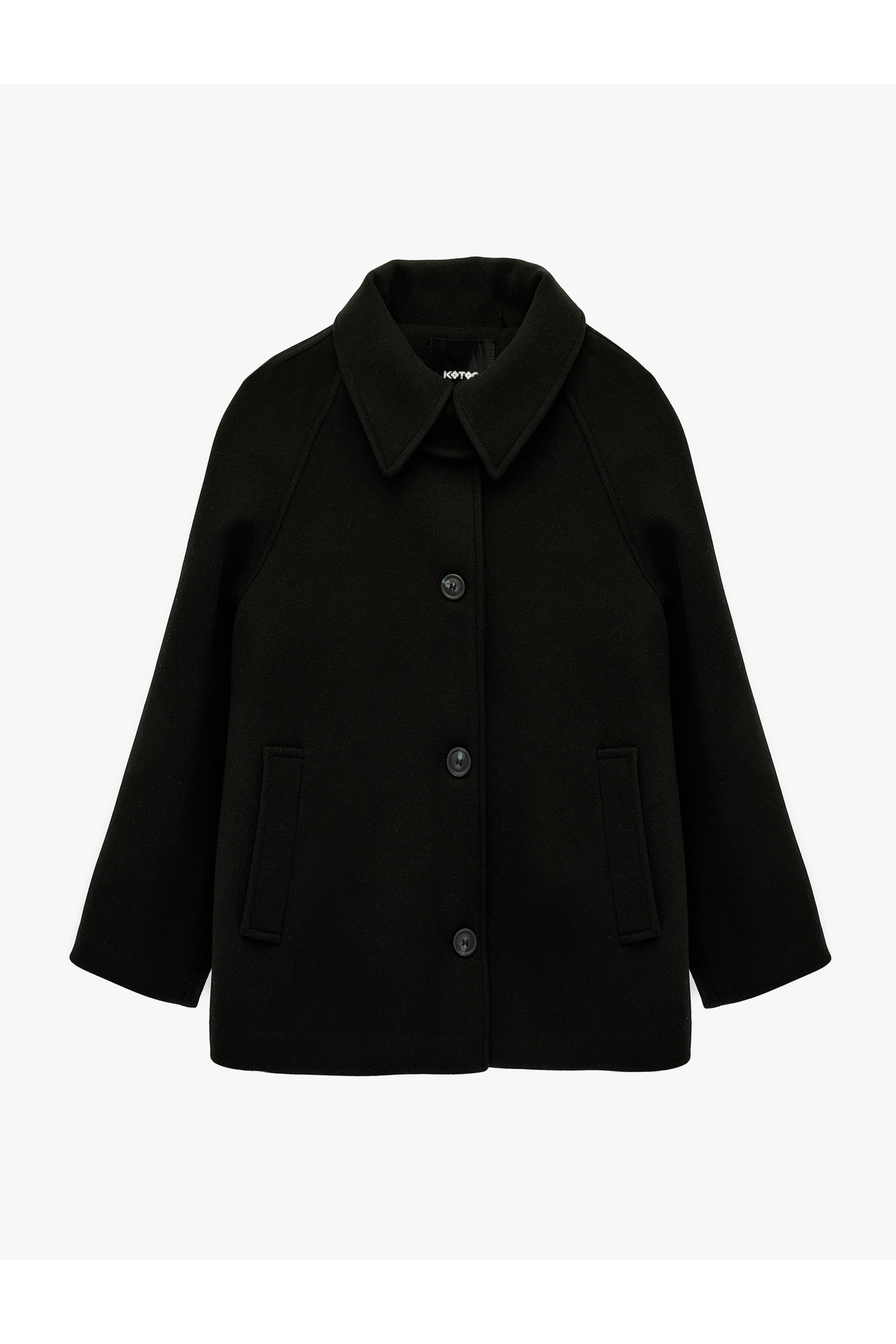 Koton  Düğmeli Uzun Reglan Kollu Kaşe Kaban - Görsel 3