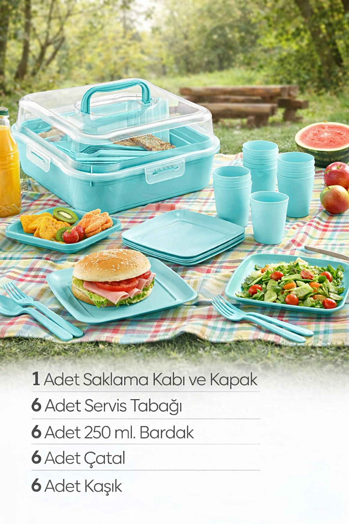 Tilbe Home 6 Kişilik Piknik Seti - Çantalı Piknik Seti 25 Parça