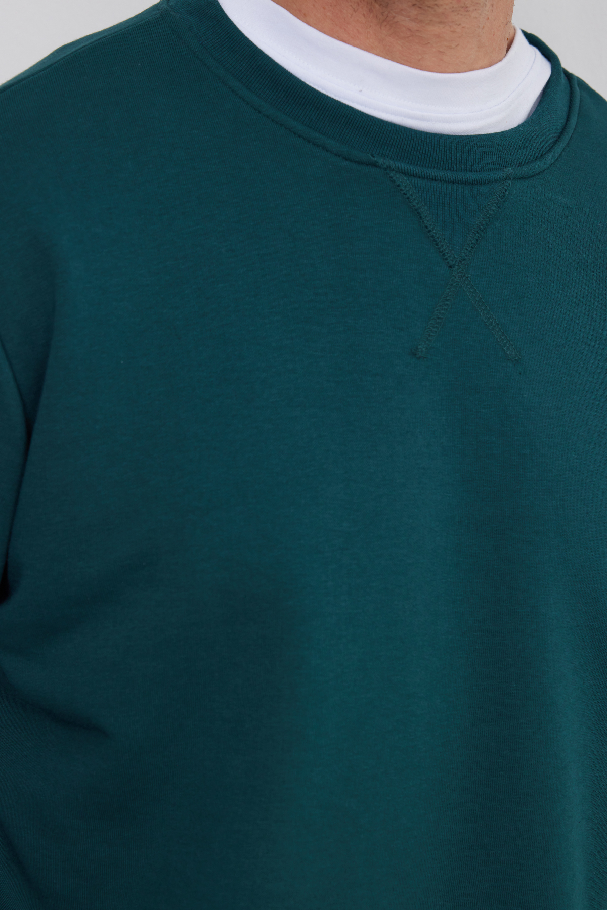 Unisex Relax Fit Rahat Kesim %100 Pamuk 3 İplik Basic Yeşil Bisiklet Yaka Sweatshirt — سبز SW230001-01 — تصویر 3 از 7