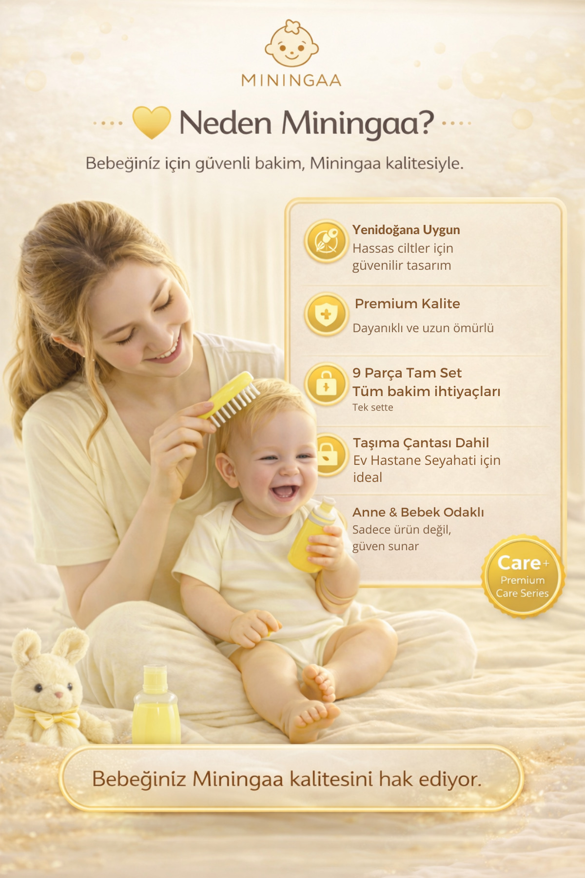 Miningaa 9 Parça Bebek Bakım Seti Anne Çantası İçin Düzenli Güvenli Seyahat Dostu Pembe Bakım Kiti fotoğrafı 6 (önizleme)