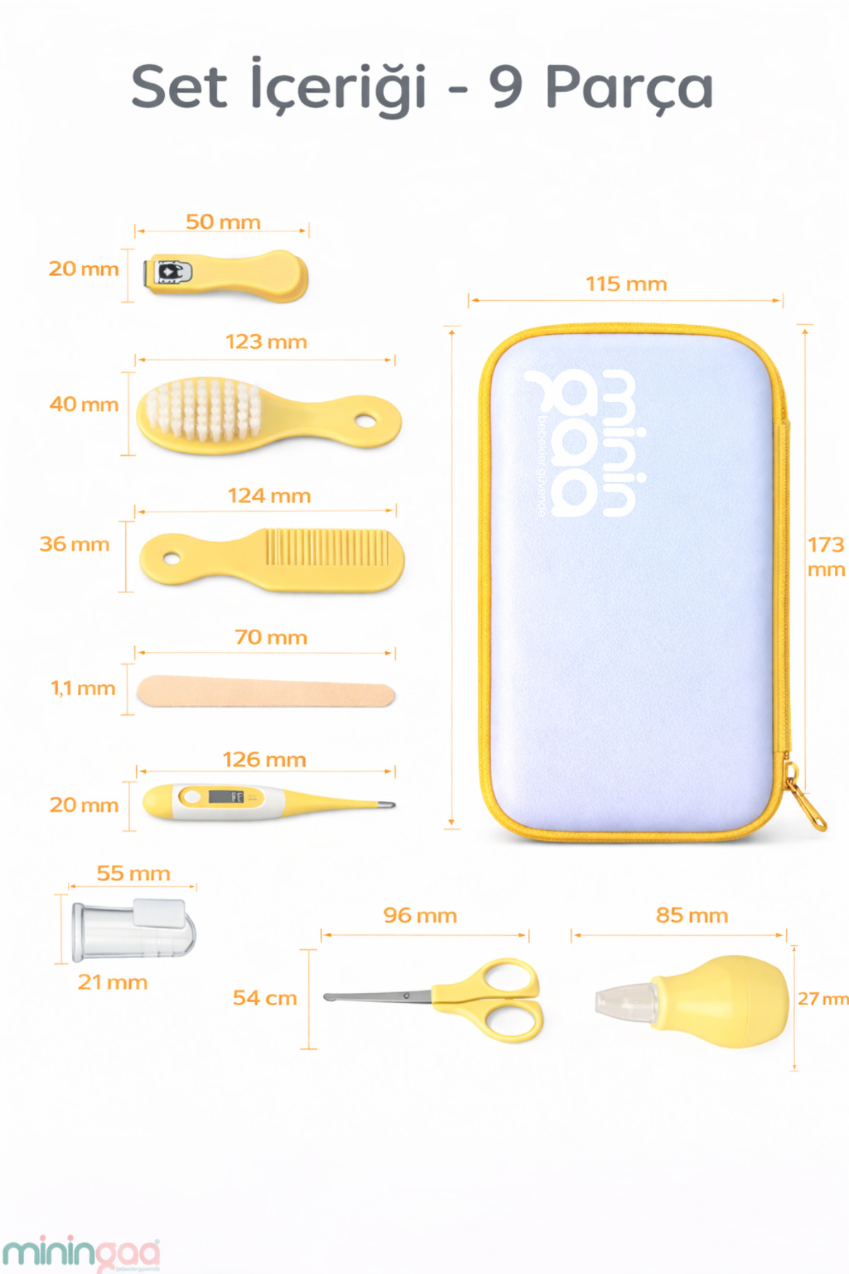 Miningaa 9 Parça Bebek Bakım Seti Anne Çantası İçin Düzenli Güvenli Seyahat Dostu Pembe Bakım Kiti fotoğrafı 3 (önizleme)