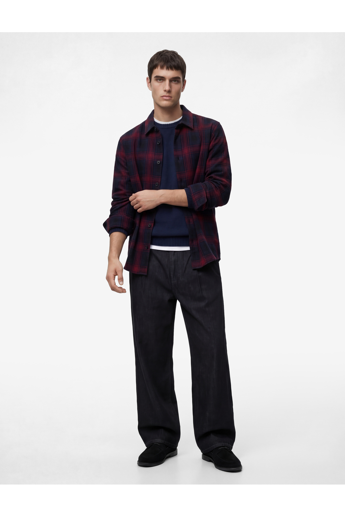 کوتون پیراهن مردانه یقه هفت کلاسیک آستین بلند معمولی