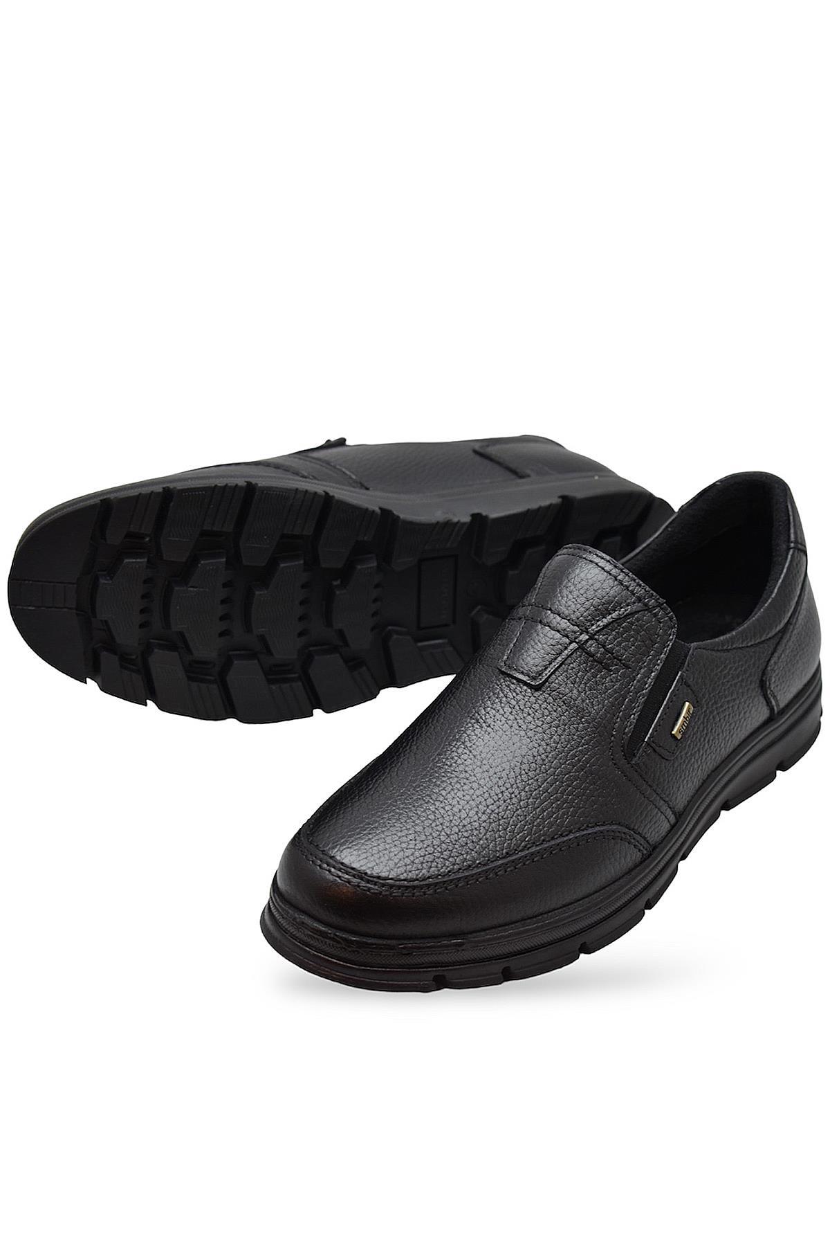 ISPARTALILAR  TAB1645-S Kışlık Tam Ortopedik Taban %100 Hakiki Deri Bağcıksız Erkek Ayakkabı Kauçuk Kaymaz Taban - Görsel 4