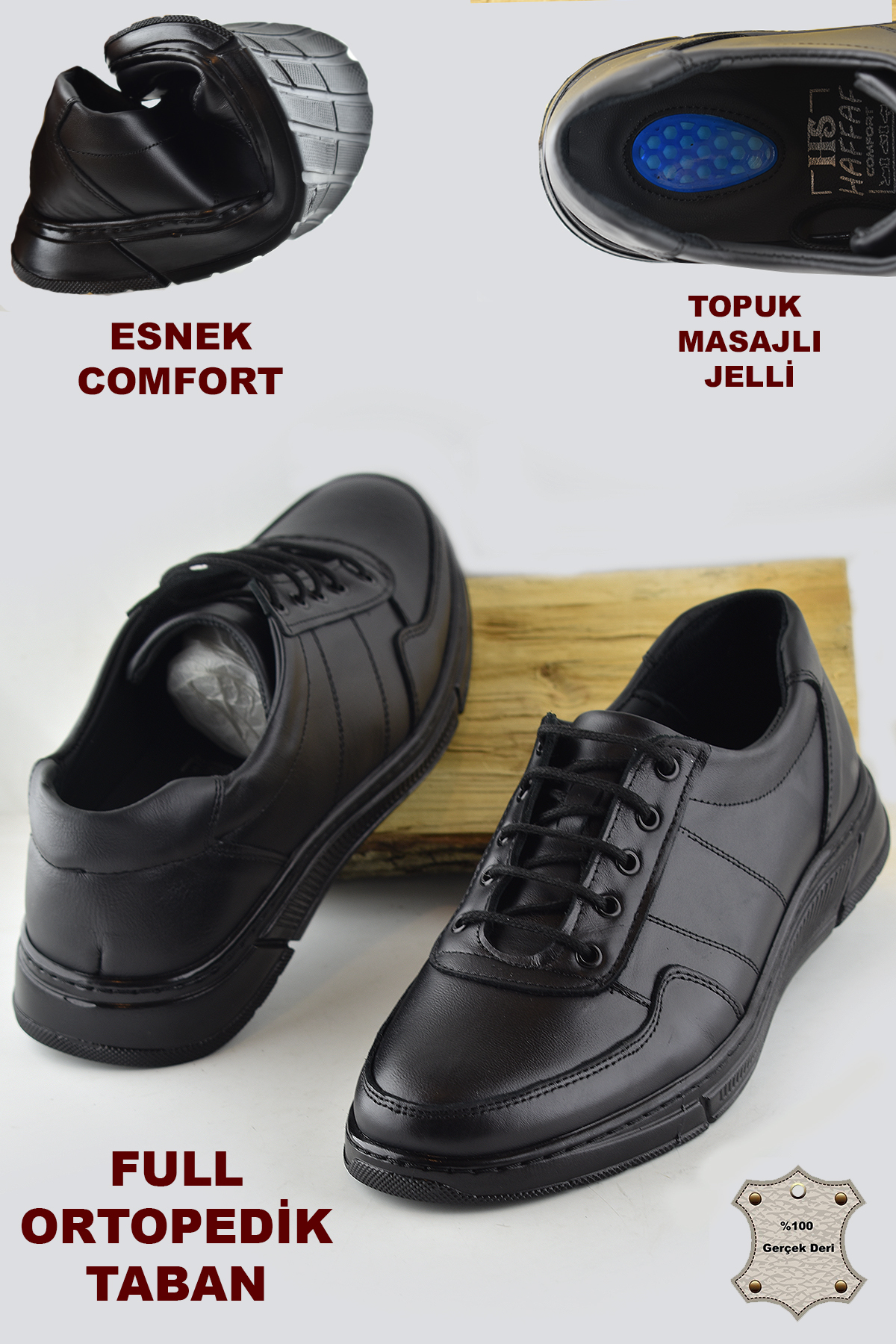 ISPARTALILAR  TAB502 Ortopedik Topuk Masajlı Hakiki Deri Kışlık Erkek Ayakkabı Bağcıklı