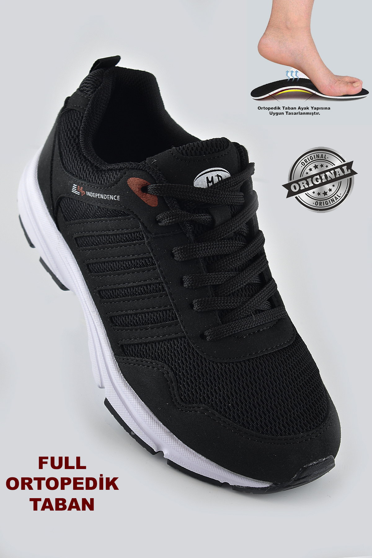 MP  Mp 6803 Ortopedik Taban Siyah Unisex Spor Ayakkabı Hafif Eva Taban