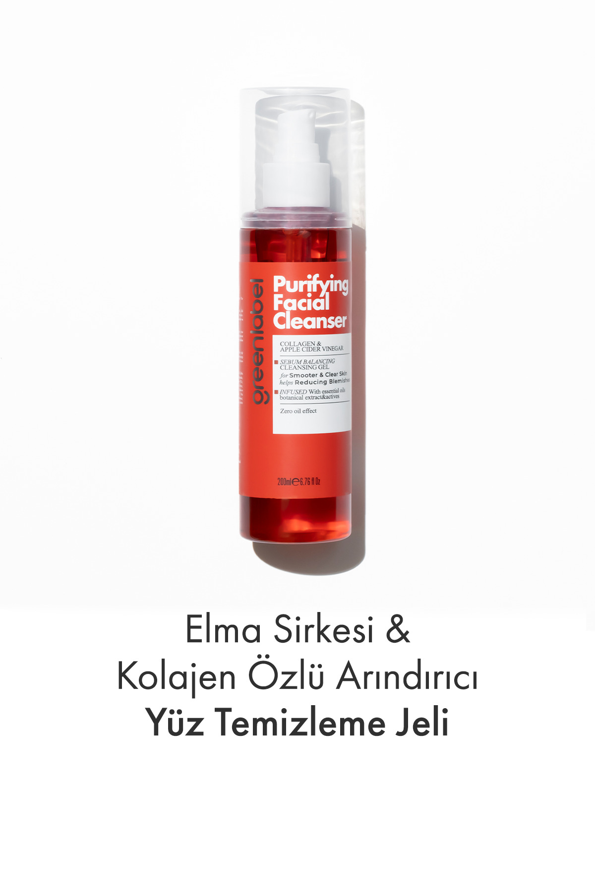 Greenlabel Purifying Facial Cleanser-Elma Sirkesi Kolajen Özlü Canlandırıcı Arındırıcı Yüz Temizleme Jeli 200ml — GLK-010