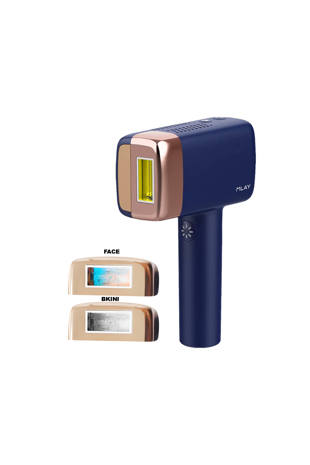 Mlay جهاز إزالة الشعر بالليزر T14 مع تبريد ثلجي، 3 عدسات - أزرق داكن