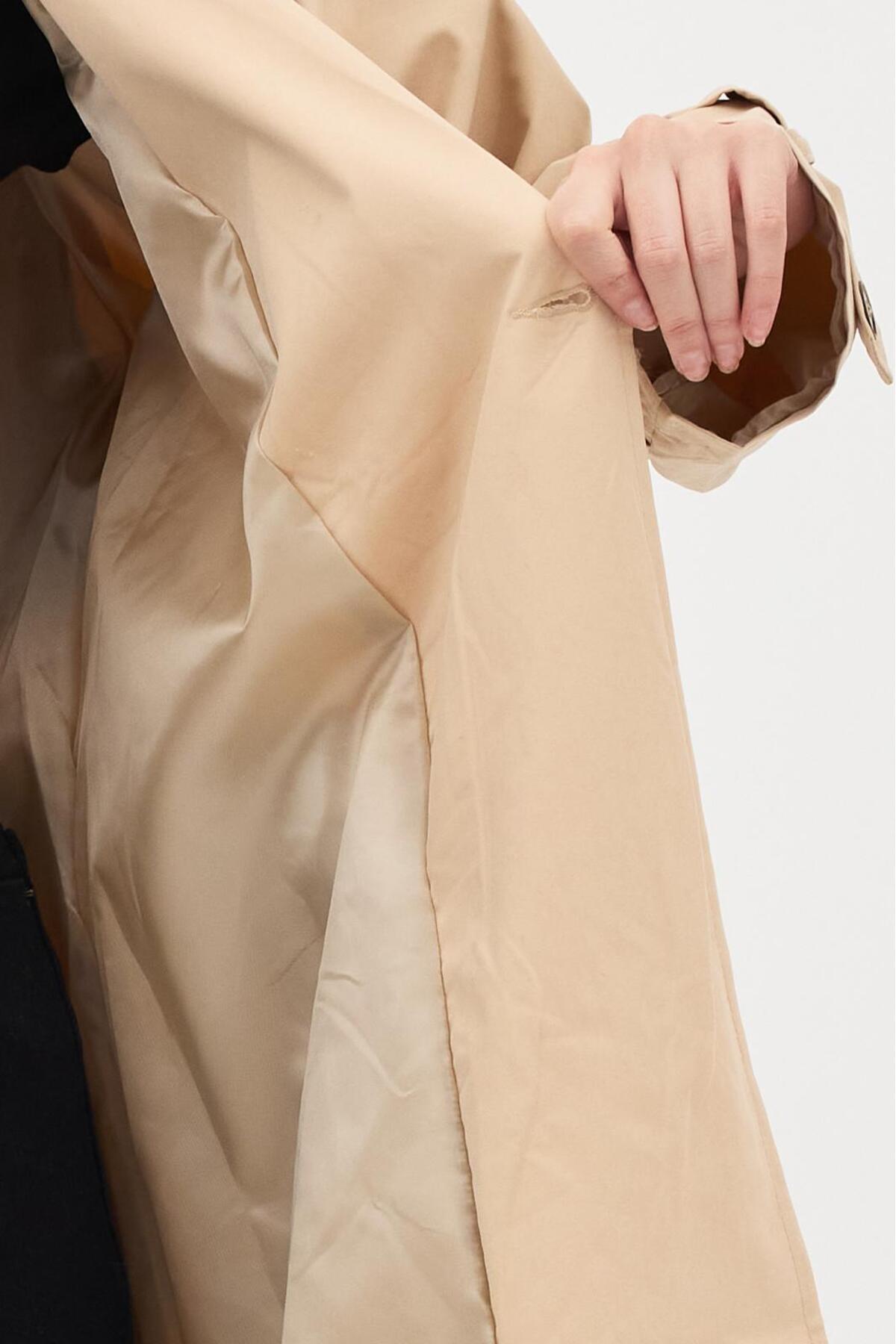 RESSHO Kadın Kemerli Uzun Trençkot, Su Geçirmez, Astarlı, Oversize Model görsel 4