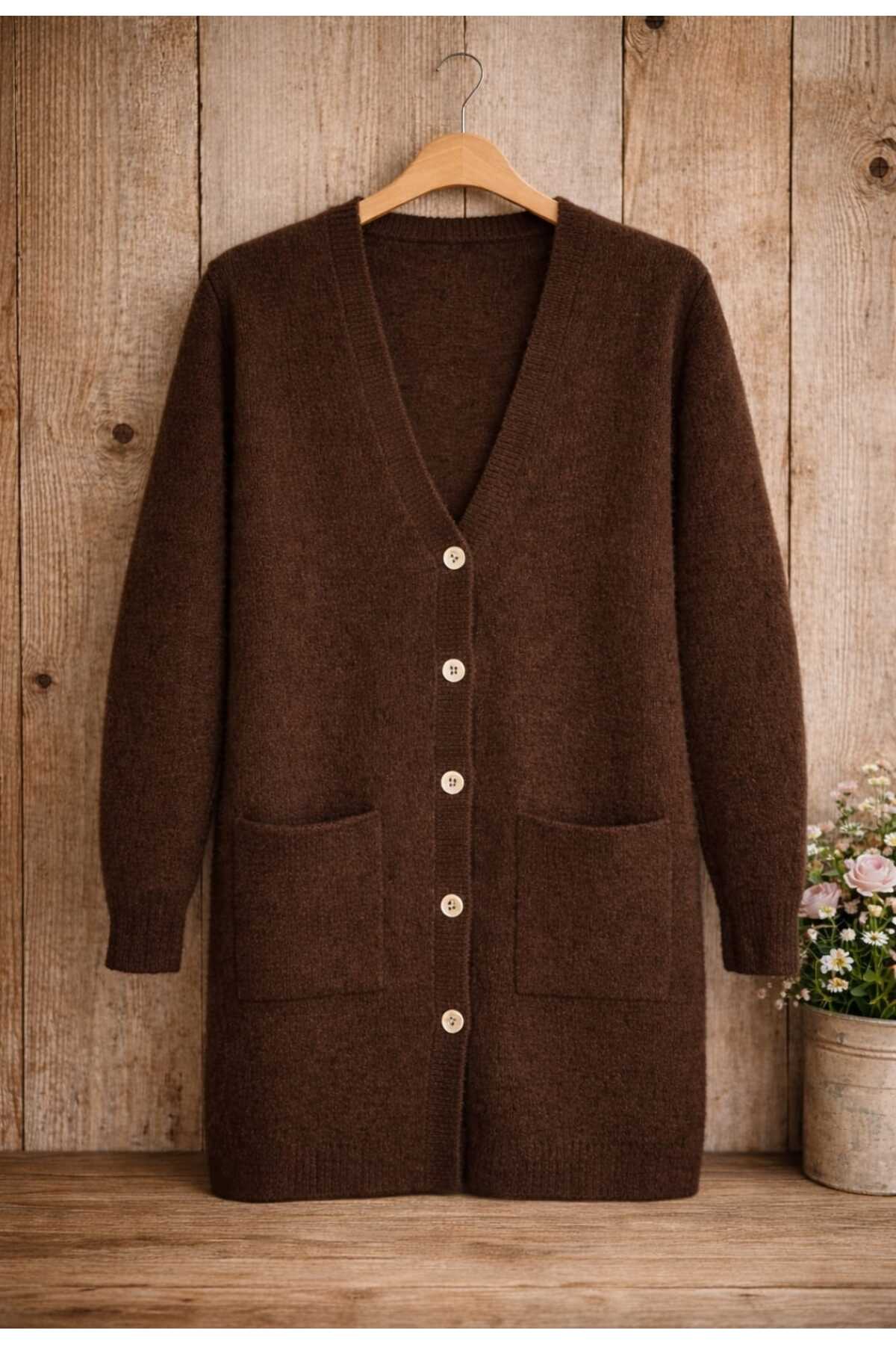 MODA VEDAT  Kadın Çift Cepli Sakallı Yumoş Hırka -0370