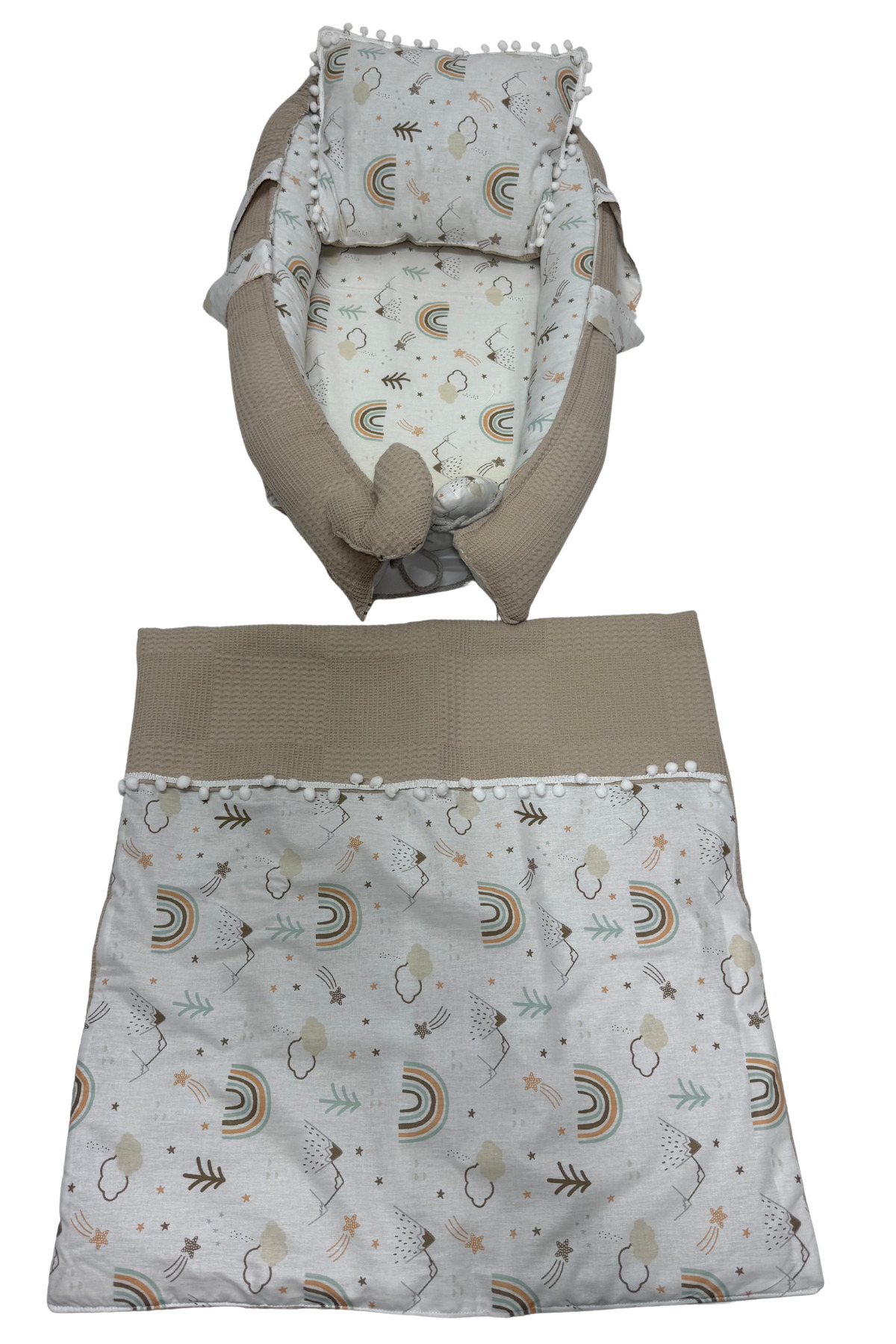 Happy Baby Dikiş Atölyesi 10’lu Babynest Puset Örtüsü Alt Açma Emzirme Yastığı Emzirme Önlüğü Ana Kucağı Waffle Pamuklu fotoğrafı 3 (önizleme)