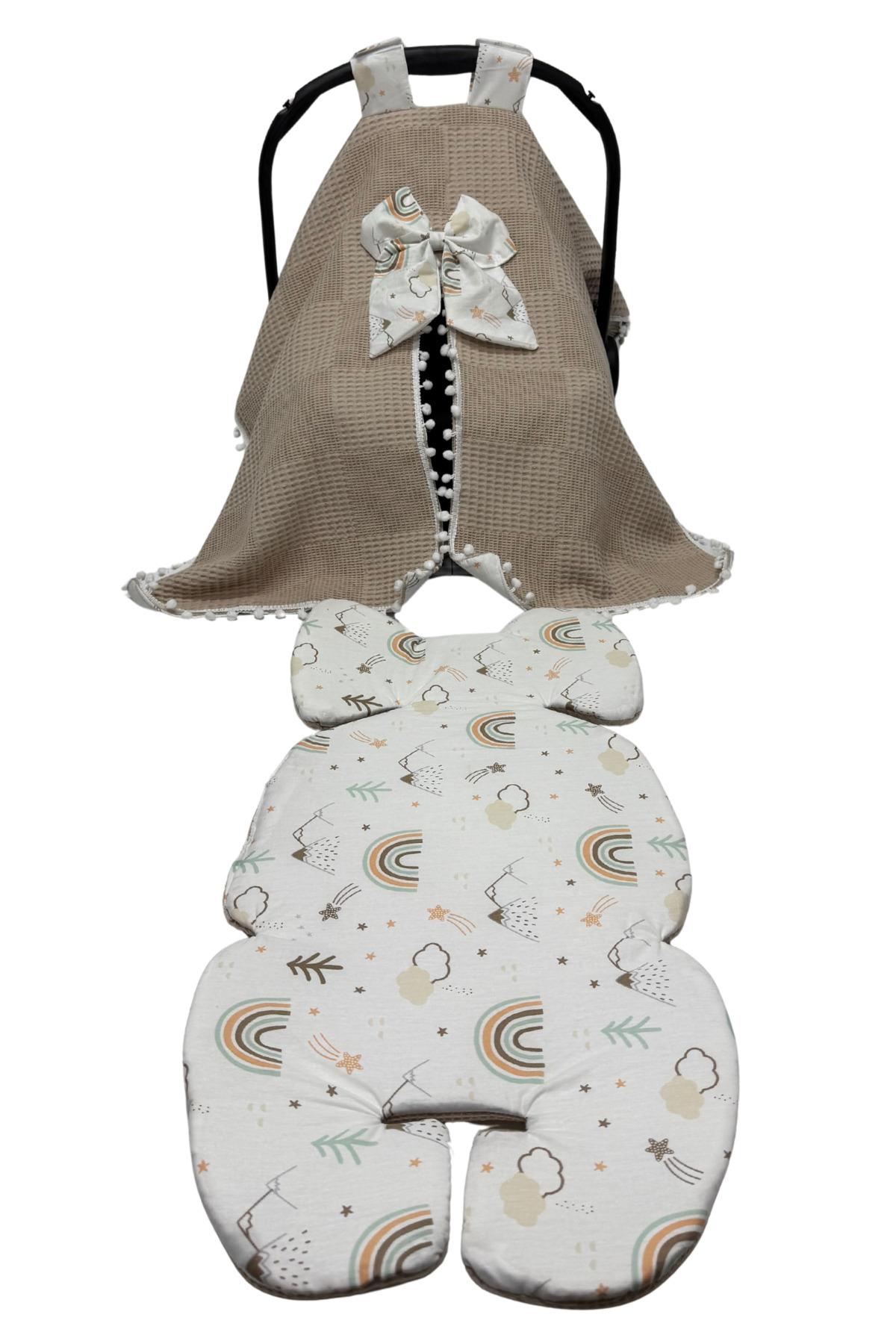 Happy Baby Dikiş Atölyesi 10’lu Babynest Puset Örtüsü Alt Açma Emzirme Yastığı Emzirme Önlüğü Ana Kucağı Waffle Pamuklu fotoğrafı 5 (önizleme)