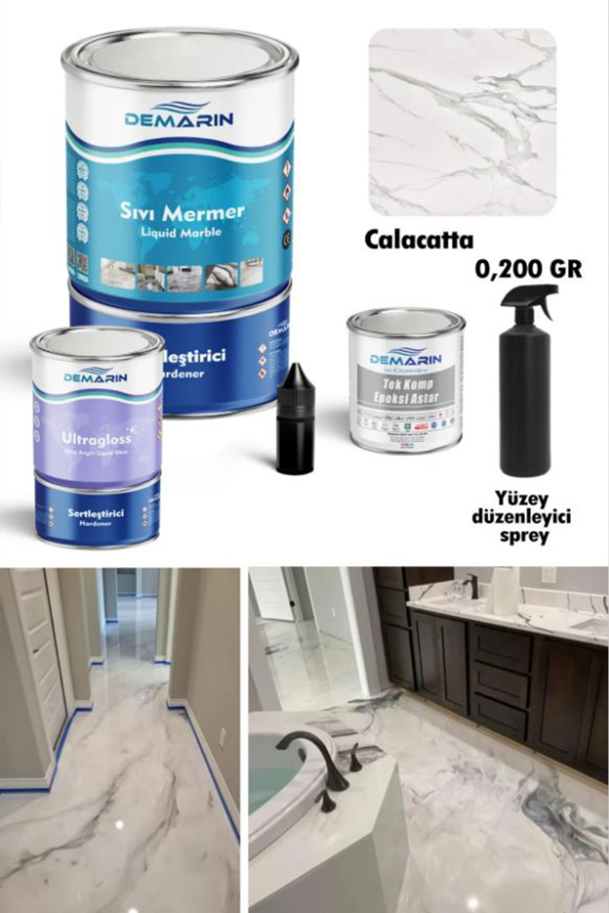 Bicomponent Solvent-Free Liquid Marble, Liquid Marble Countertop Refurbishment Kit Tool