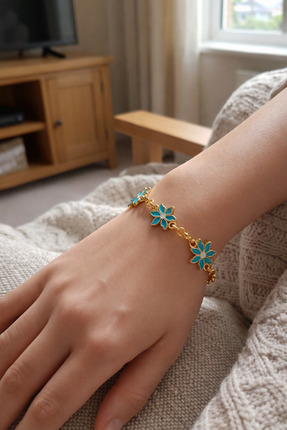 TrendimAksesuar Çiçekli Çelik Bileklik