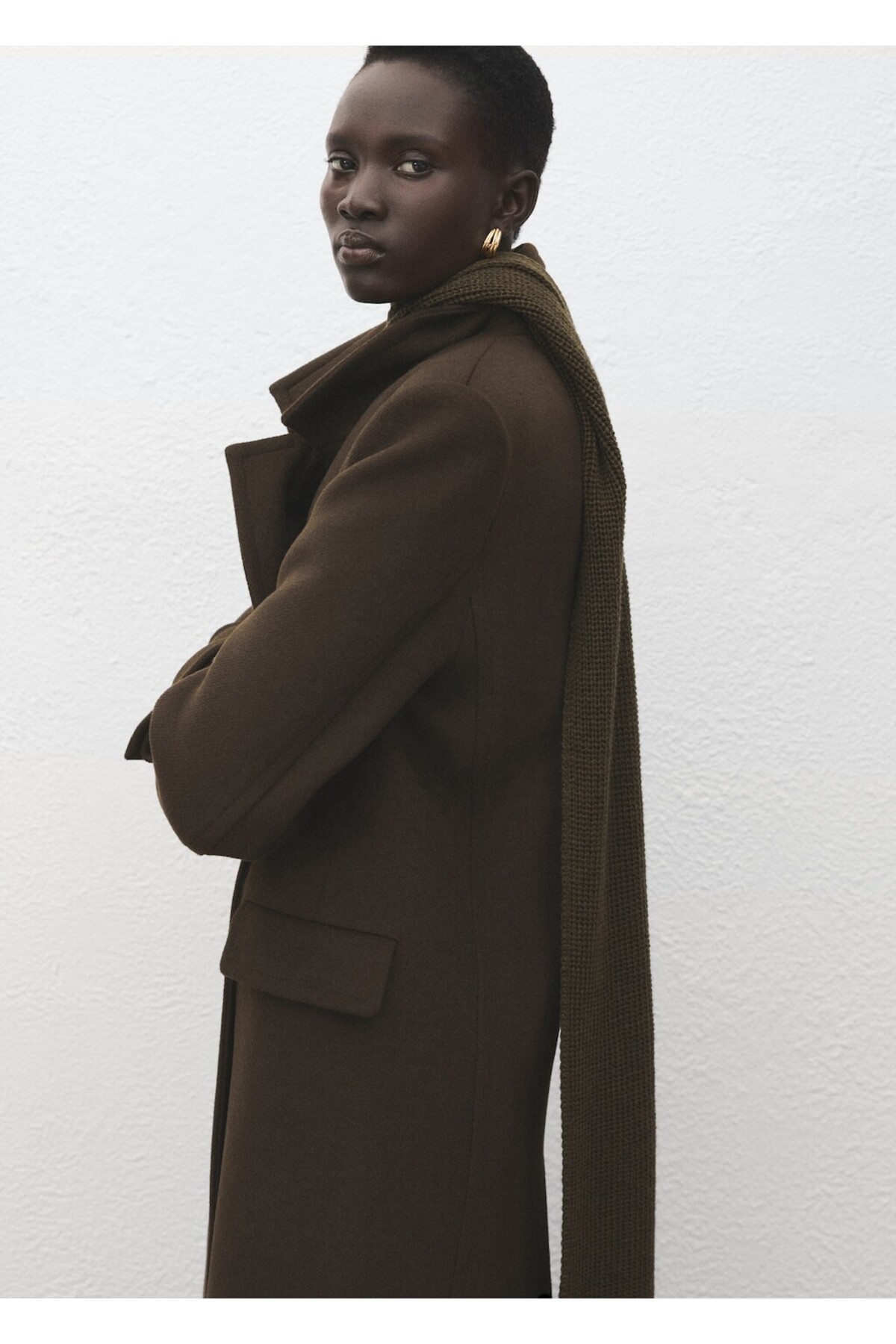 MANGO  Kruvaze yün palto - Görsel 7