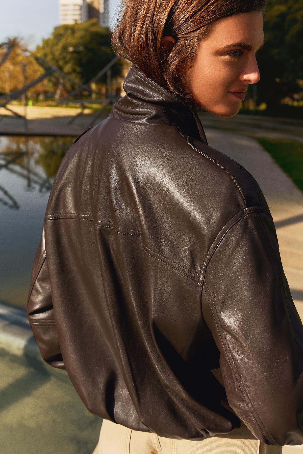 Bershka  Suni deri balon ceket - Görsel 6