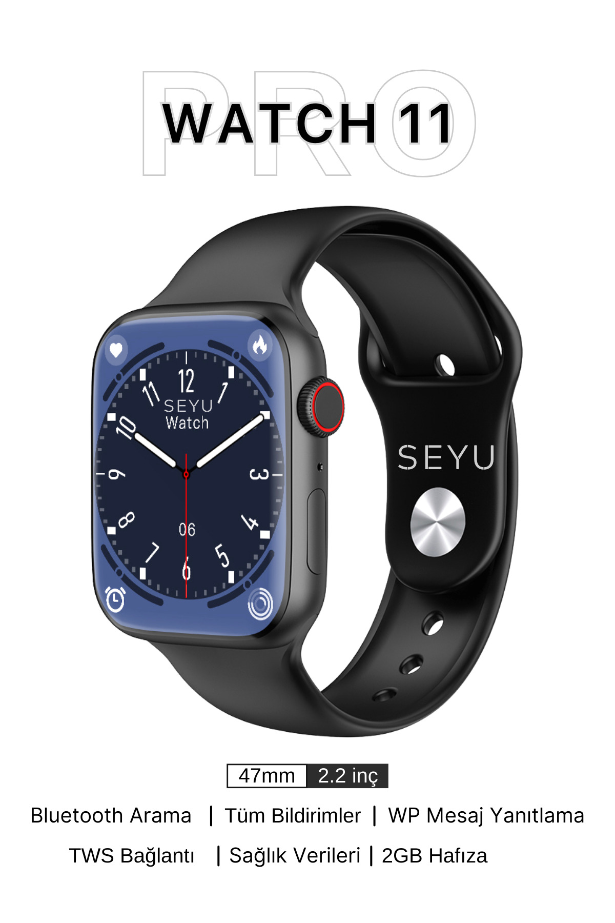 Watch 11 Pro Akilli Saat Iphone Ve Android Tum Telefonlara Uyumlu Smartwatch Uyumlu P - %10 İndirim