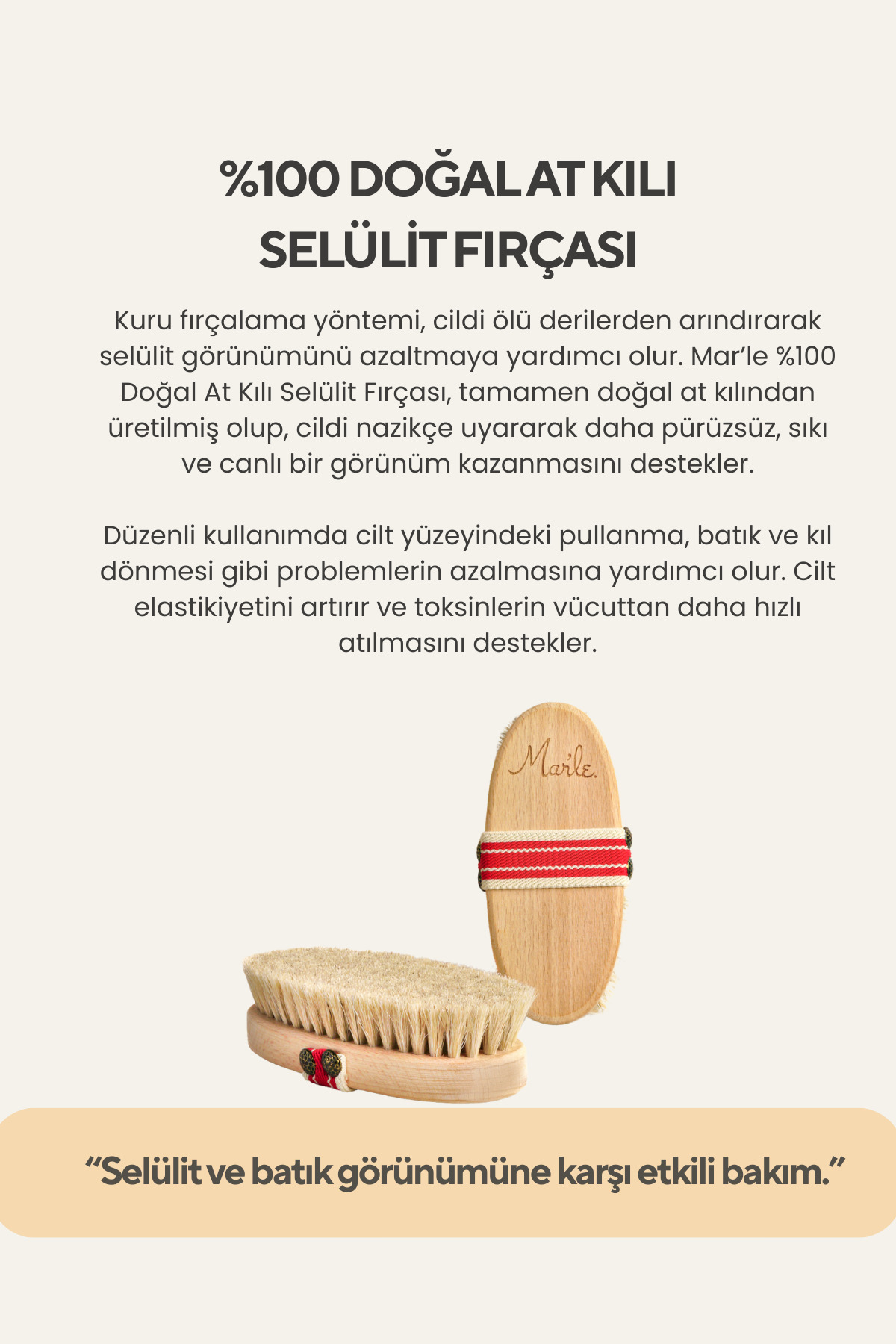 %100 Doğal At Kılı Selülit Fırçası (SAKLAMA KESESİ HEDİYELİ) — MRL2019001 — تصویر 4 از 7