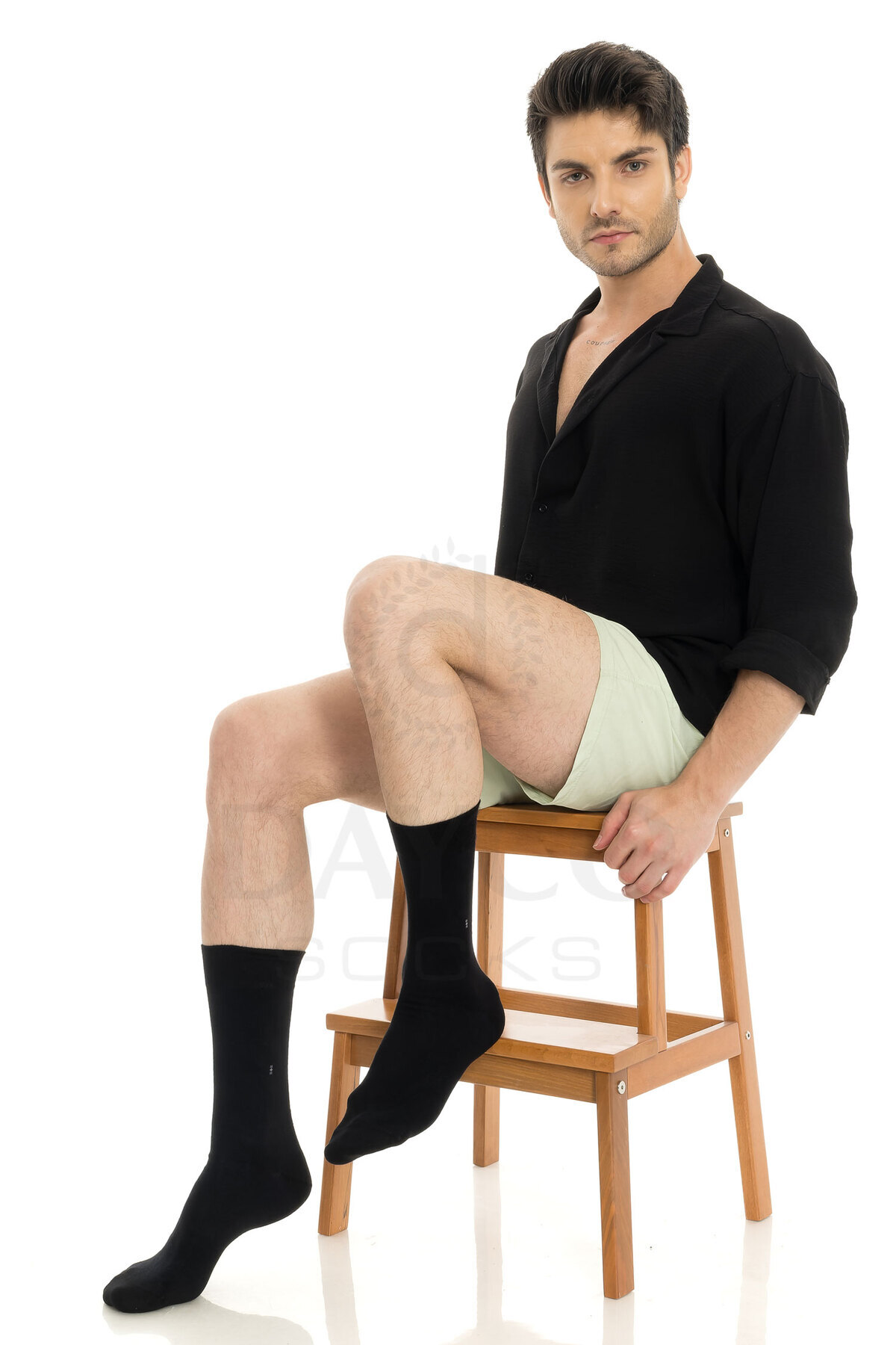 DAYCO  Premium Yazlık Erkek Bambu Soket Çorap 8'li Siyah Set Kraft Kutulu - Görsel 4