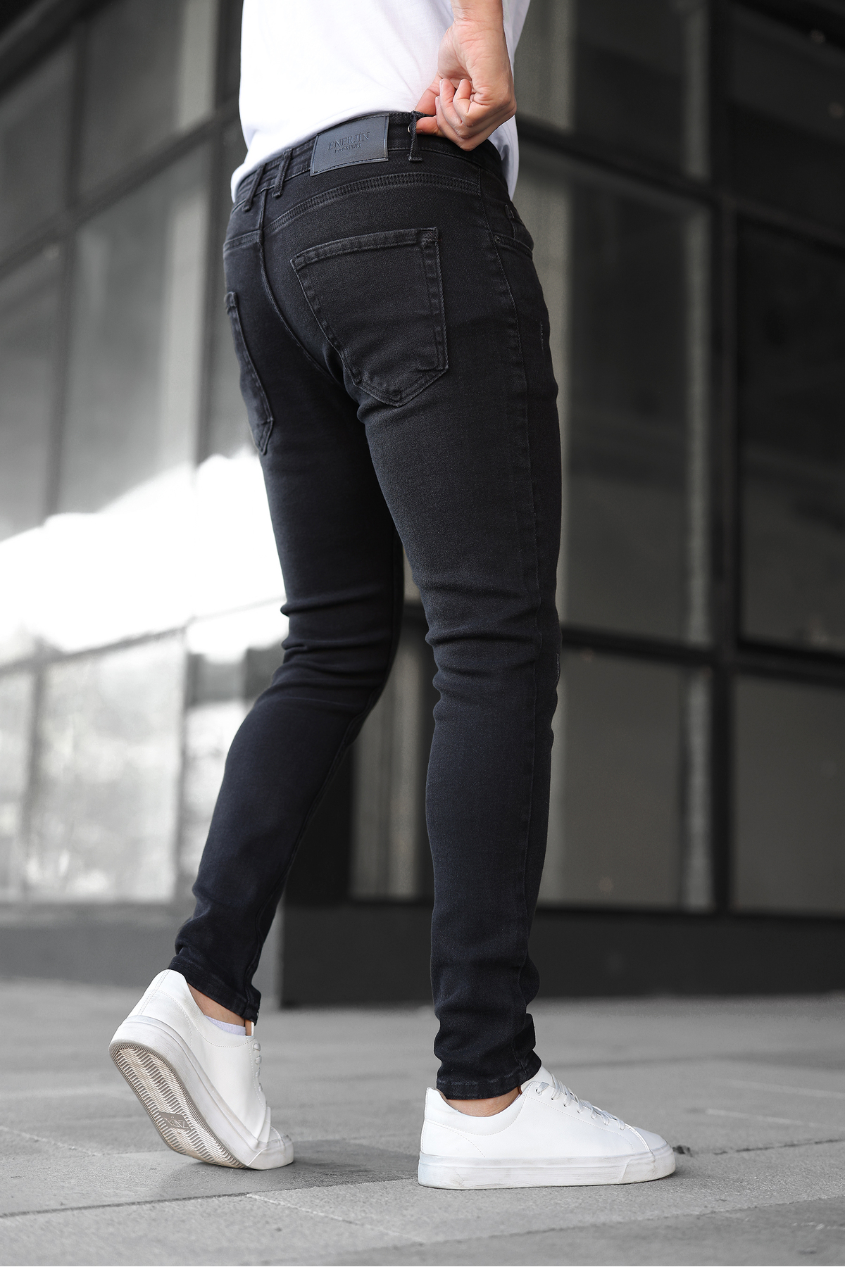 ENERJİN  Erkek Jeans Slim Fit Likralı Siyah Tırnaklı - Görsel 4