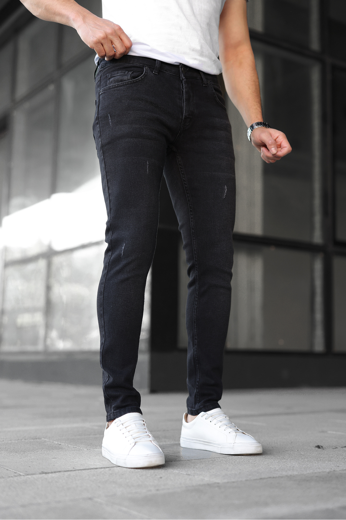 ENERJİN  Erkek Jeans Slim Fit Likralı Siyah Tırnaklı - Görsel 2