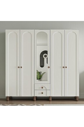 comiet Soprano 5 kapak ayaklı tasarım aynalı Country MDF gardırop