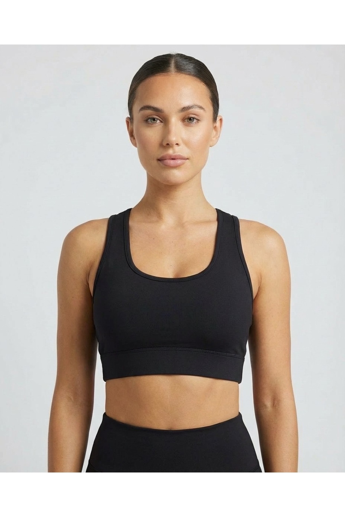 Grenj Fashion Kadın Siyah Yüzücü Sırt Basic Büstiyer görsel 4