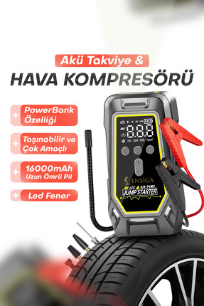 EN SİGA Hava Kompresörlü Akü Takviye Cihazı 16.000 MAH 3 Kat Daha Hızlı Şişir...